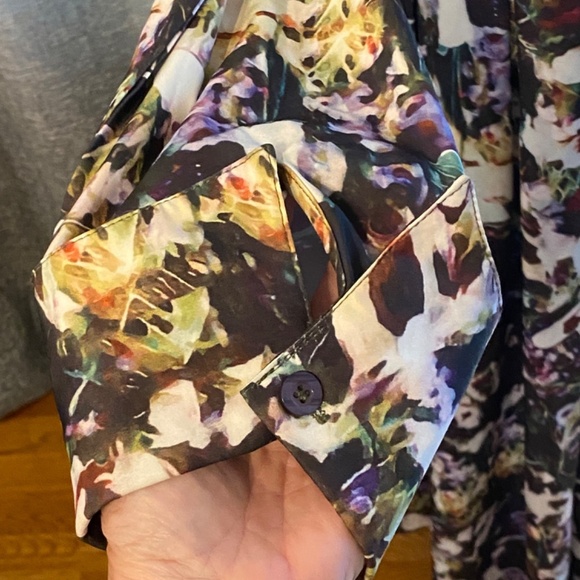 Dalia Macphee Pleated Shirt dress Multicolored abstract floral 33382 - Picture 5 of 13